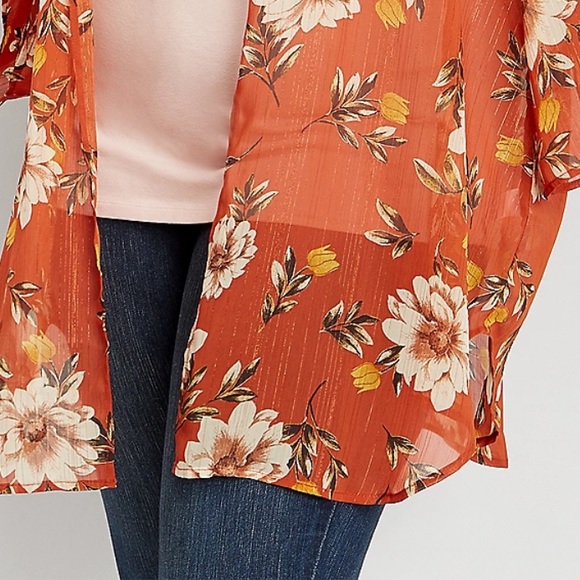 Maurices metallic floral open front kimono Large/XLarge - Picture 2 of 7